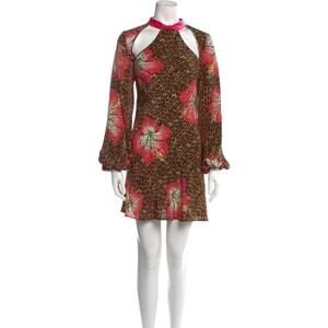 RIXO Dalia Silk Backless Tunic Dress - S Hawaii Giraffe